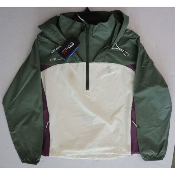 RLX x Ralph Lauren Women's Sz M Green Colorblock Hoodie Windbreaker Jacket $228 - Picture 9 of 11